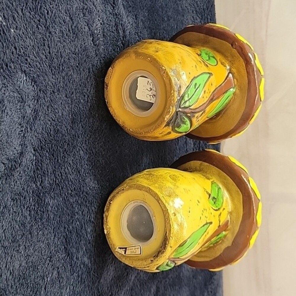 Vintage 70s Mushroom sunflower Salt and Pepper shakers Quan Quan  Made in Japan - Picture 2 of 8
